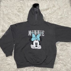Disney Minnie Mouse Peeking Pullover Hoodie in Dark Gray XL